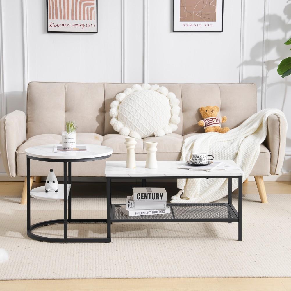 ネストテーブル 2点セット 入れ子式 1台3役 収納付き センターテーブル