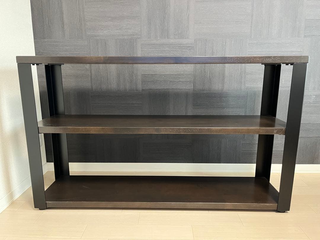 ラバーウッド ブラックブラウン 木製シェルフ 3段