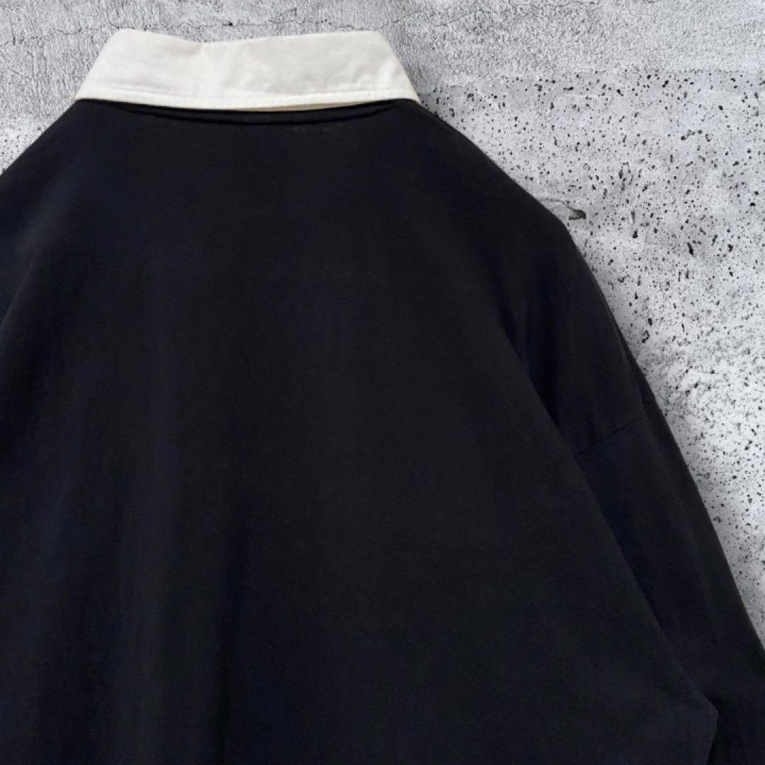 【ロゴ刺繍】DESCENDANT 長袖 ポロシャツ 黒 サイズ② XL相当 窪塚