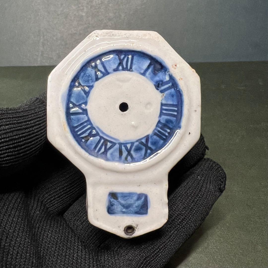 明治-大正期 八角形 時計文 水滴◎染付 書道具 古道具 時代物骨董◎古道具庵々