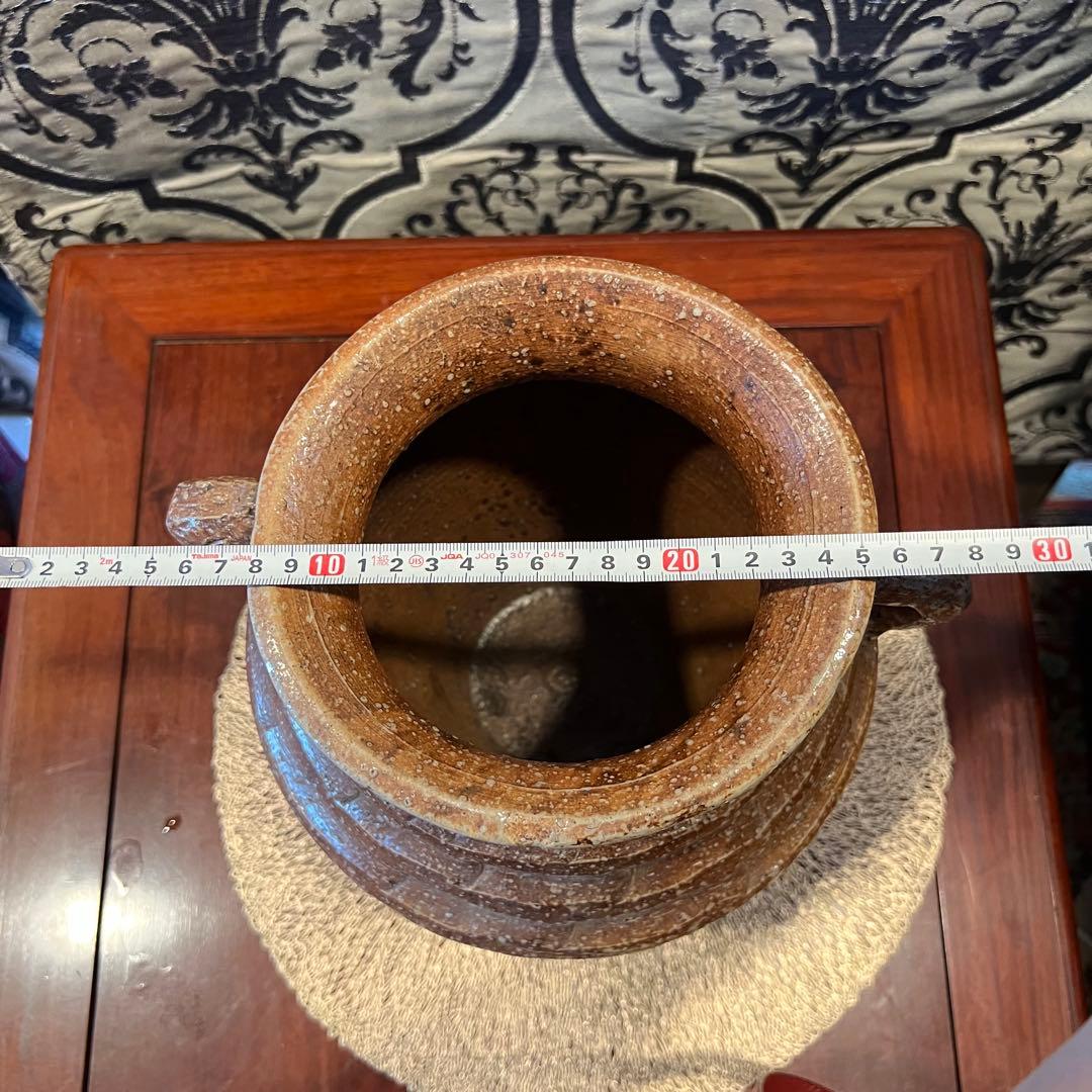 信楽焼耳付き　花入　壷　Japanese traditional crafts