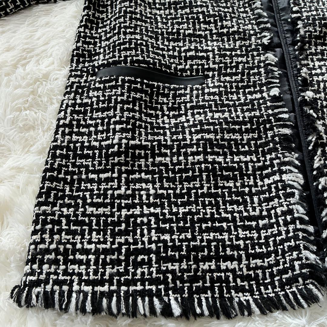 大きいサイズ☆ICB アイシービー☆ライトツイードノーカラージャケット ウール混