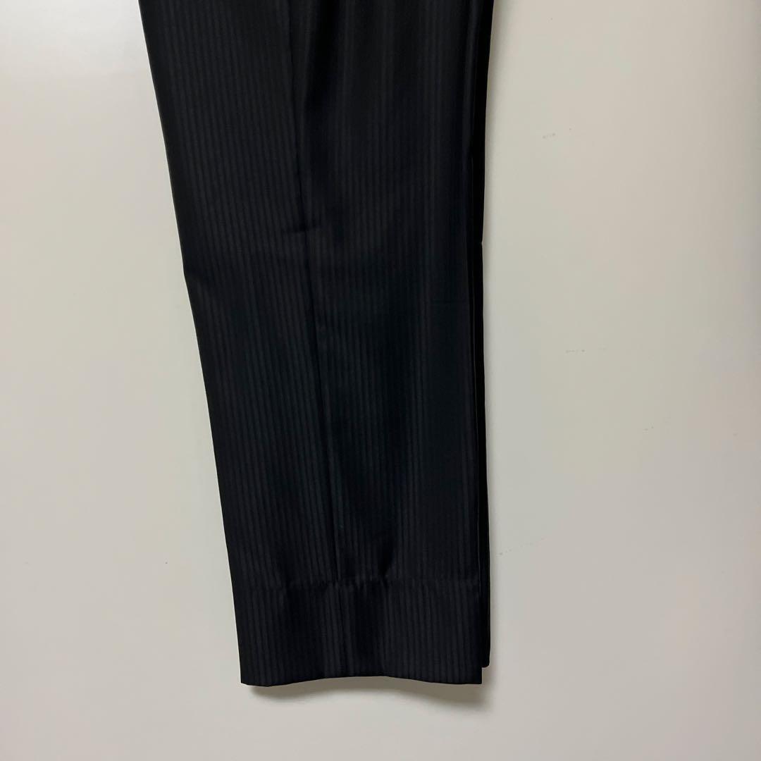 VERSACE 光沢ブラック ストライプ スーツ