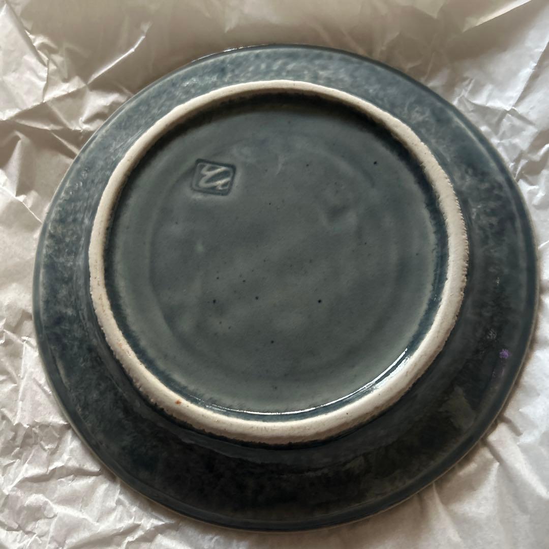 【新品未使用】大沼道行さん 水色リム皿 2枚セット①