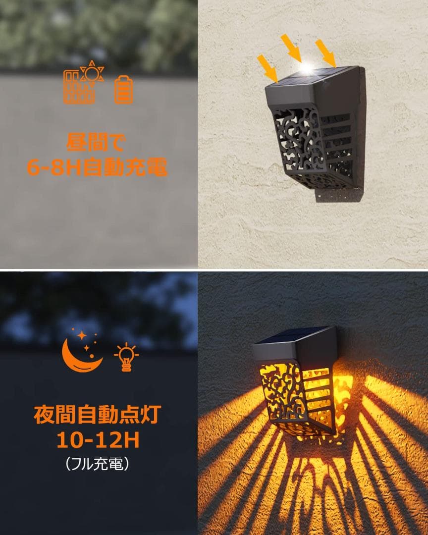 ソーラーライト 防塵 特別な柄模様 ガーデンライト フェンス