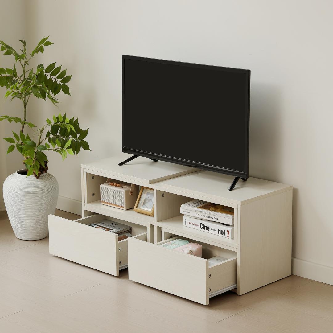 テレビ台 ローボード コーナーテレビ台 伸縮自由 幅93～172　WHITE