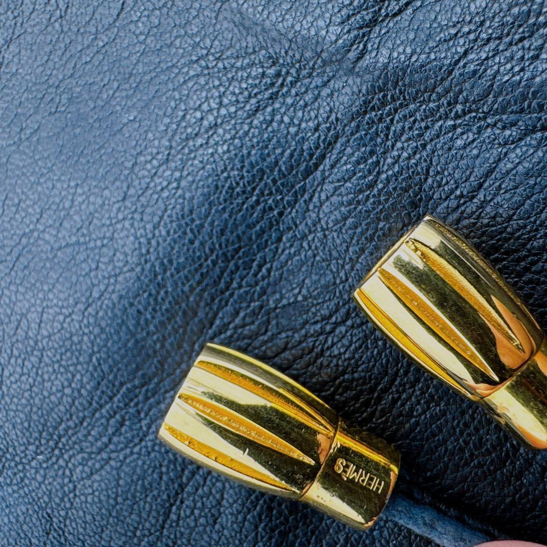 エルメス レザー ゴールド金具 手袋 グローブ 表記サイズ 7 1/2 ブラック