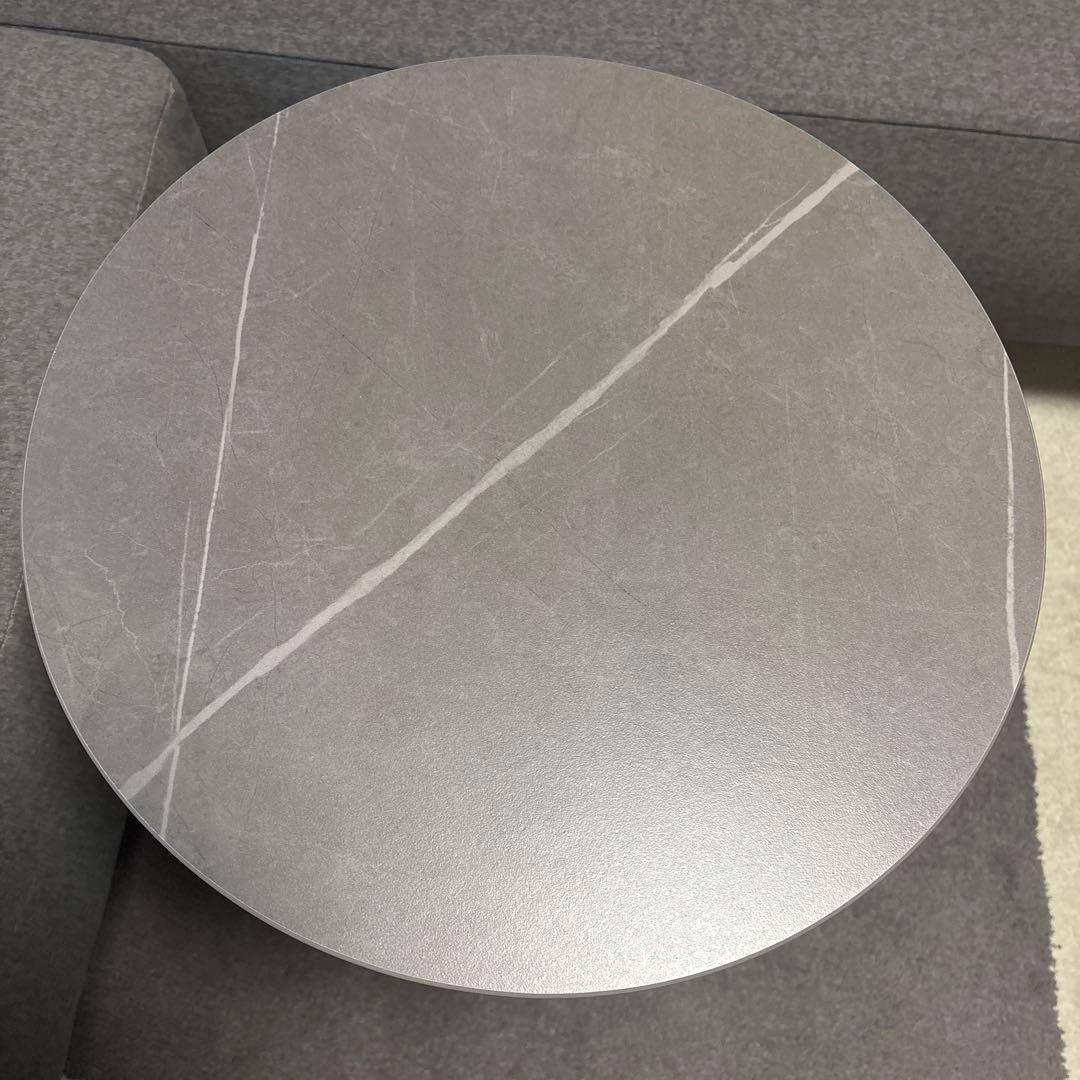 グレー 円形 人工大理石テーブル