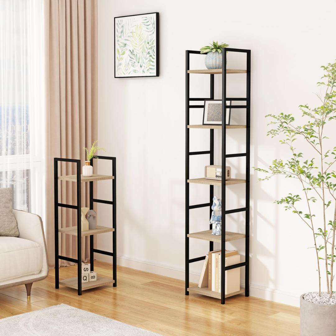 スリム収納　4段棚　収納ラック　木製棚　スリムデザイン