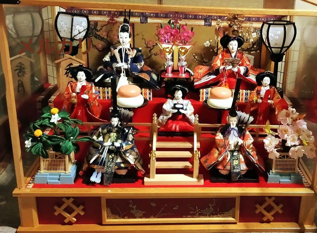★人形の秀月★雛人形◆7人 オルゴール◆ガラスケース付き 骨董品 美術品