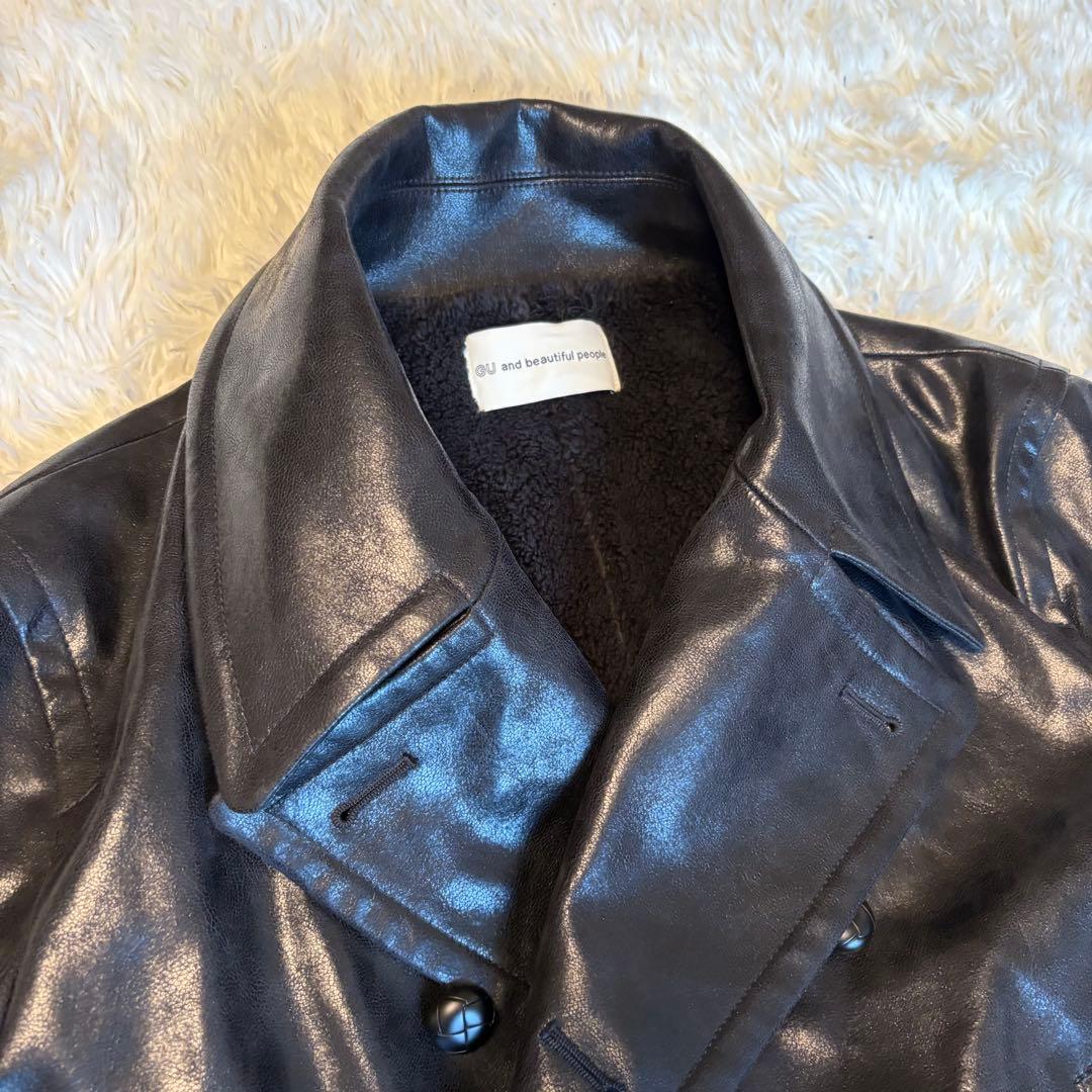 GU and beautiful people フェイク　レザー　コート　XXL