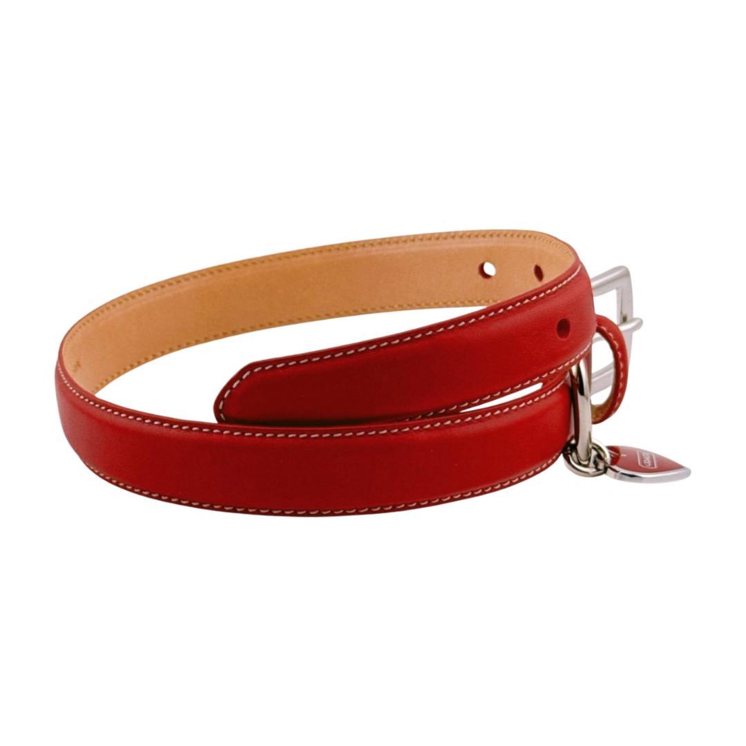 コーチ ドッグカラー レザー ハート型チャーム 犬用首輪 Mサイズ レッド系