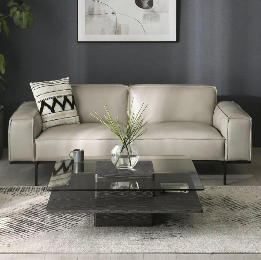 armoniaアルモニア ガラスセンターテーブル ブラック木目調 おしゃれ