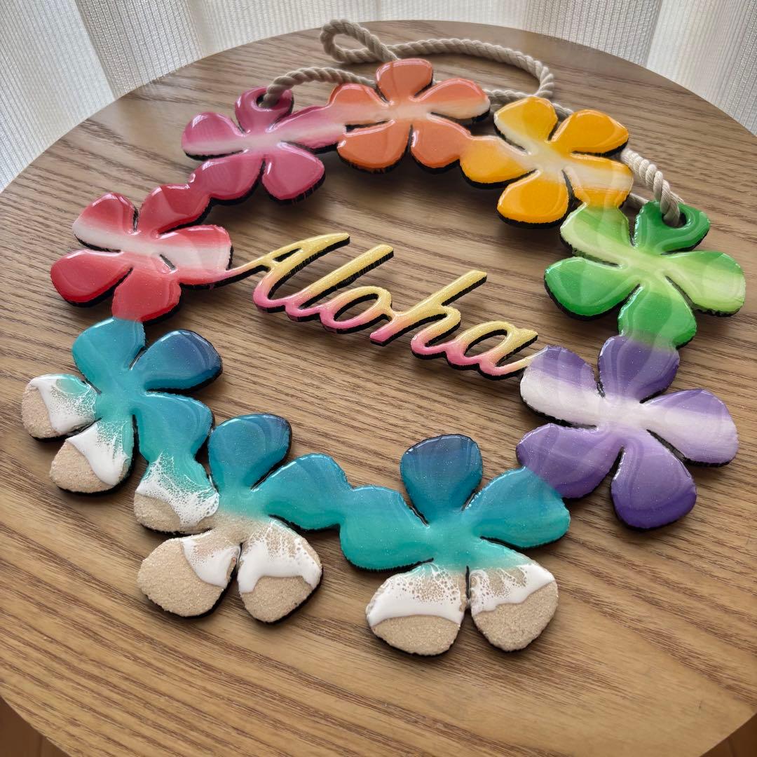 レジン　オーシャンアート　プルメリアリース　海　29cm　No.1010