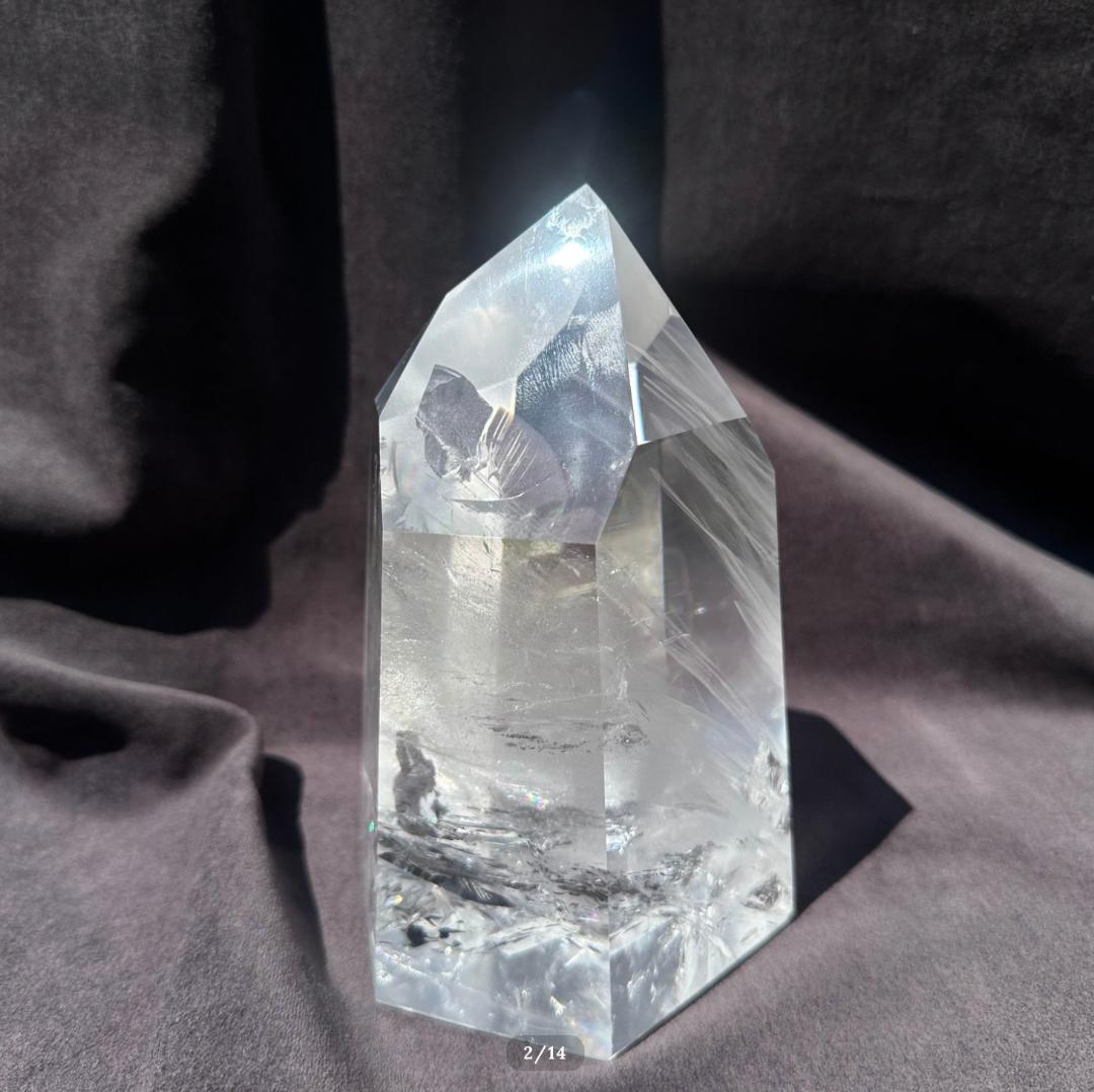 【レムリアン水晶】水晶 ポイント タワー 虹入り ブラジル産