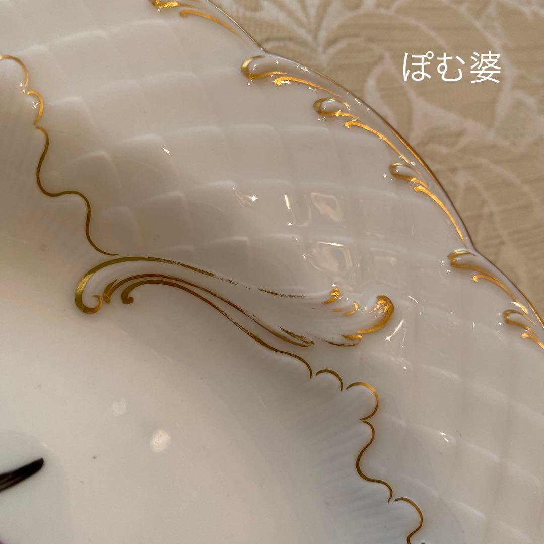 【古マイセン】金彩 レリーフ皿 プレート「鳥 バード／エキゾチックバード」