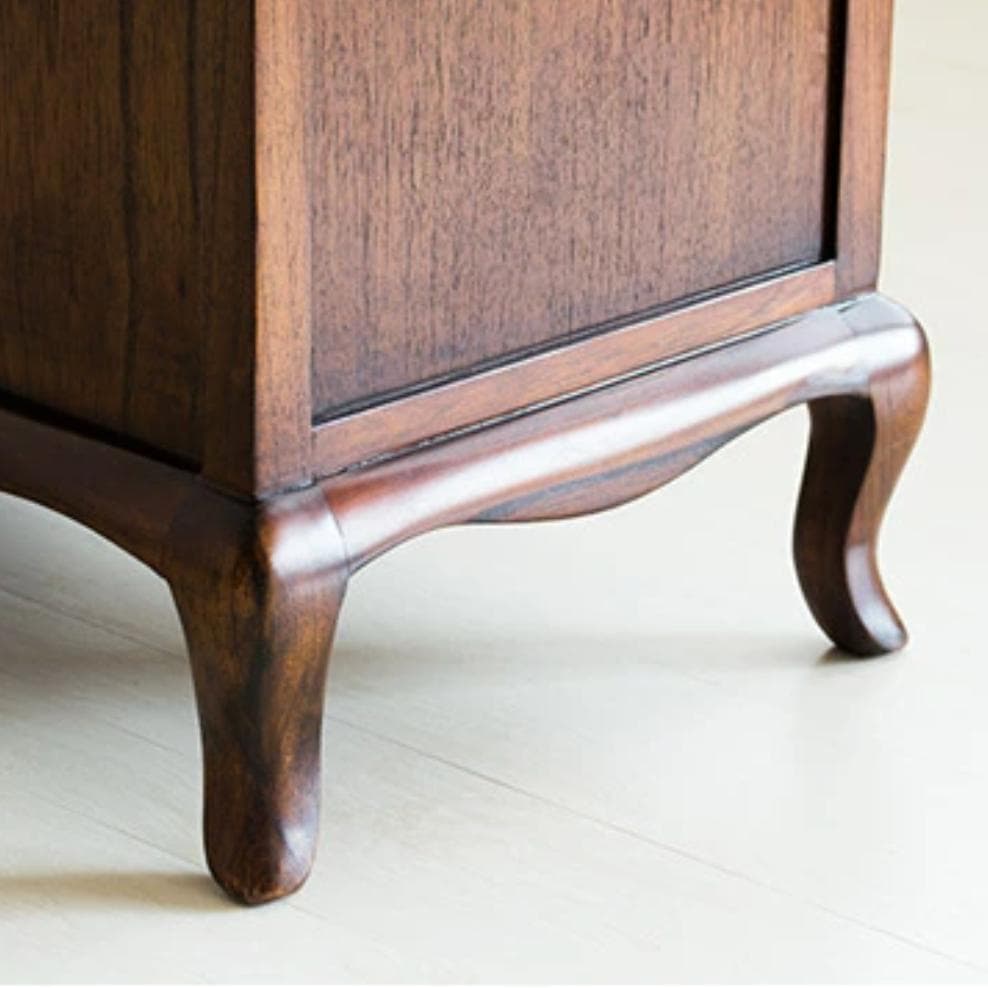 英国スタイル スライド棚付き４段チェスト