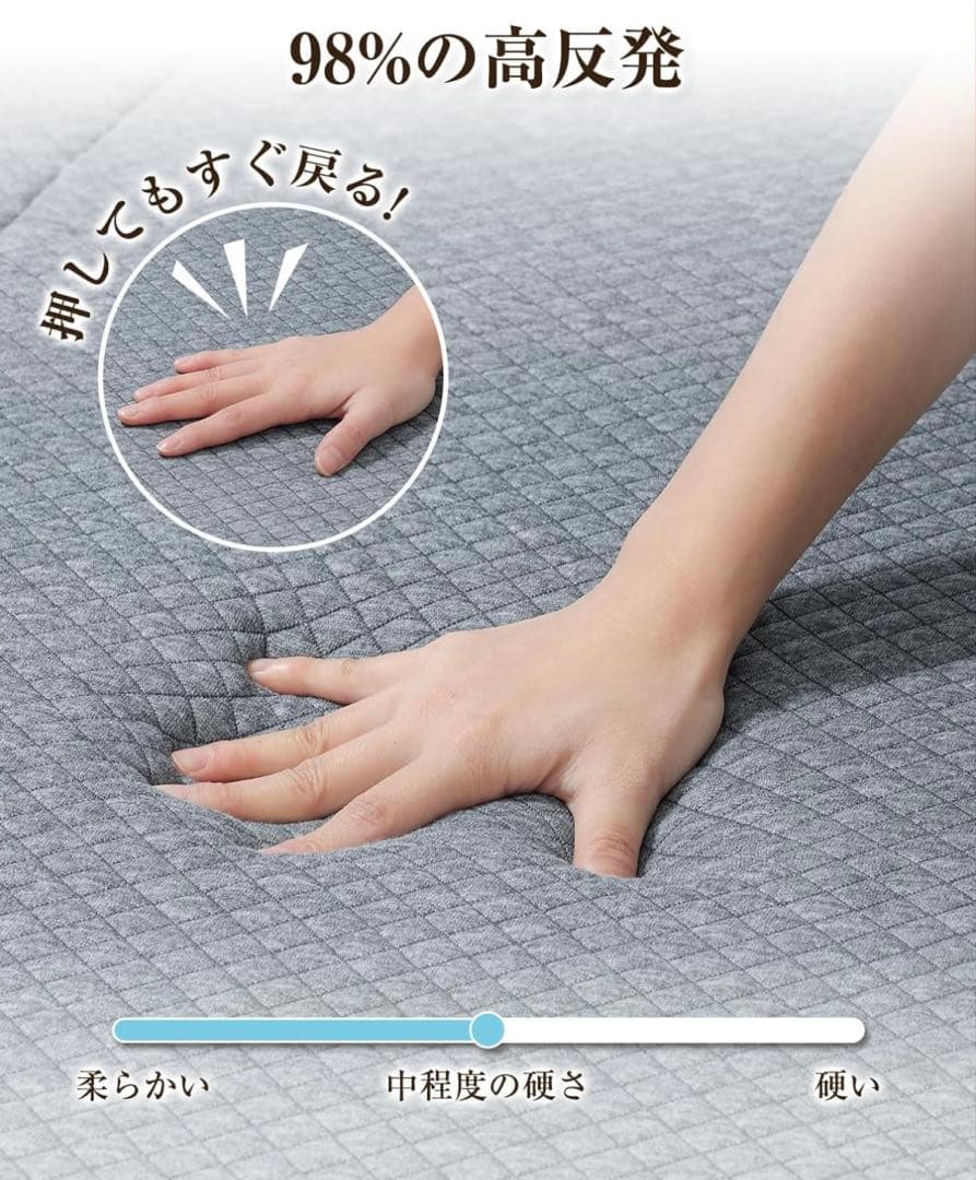 【高反発 硬め190N 密度36D】折り畳みマットレス 厚さ10cm体圧分散