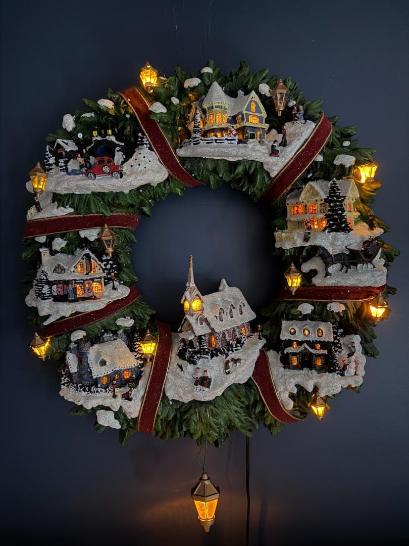 トーマスキンケード リース クリスマス ビレッジ 直径約42cm
