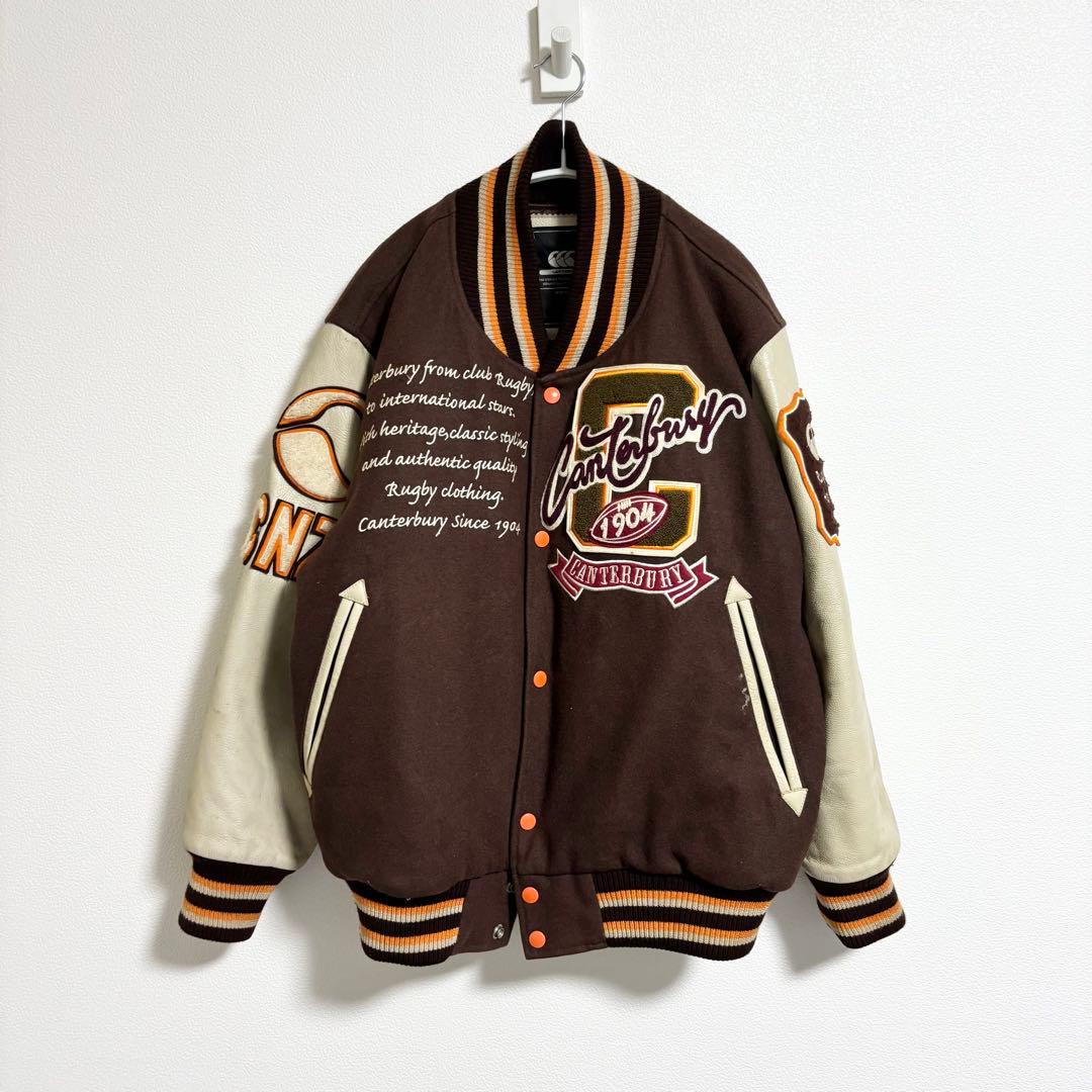 【Canterbury】レザー切り替え ワッペン スタジャン