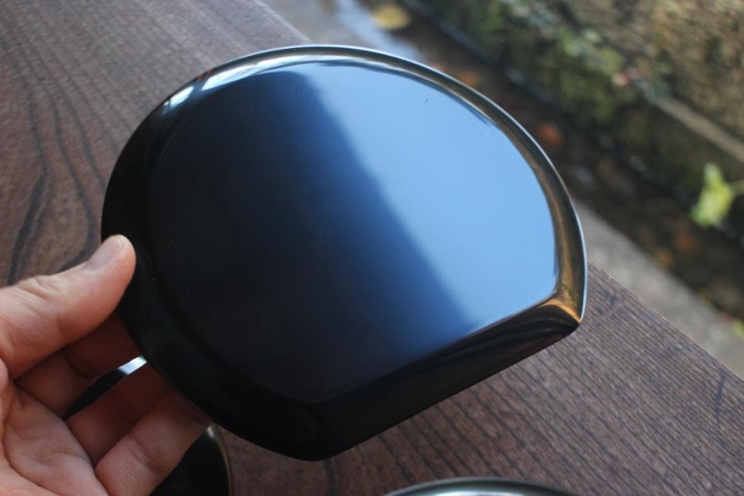 デッドストック！極上白檀蔦蒔絵の映える半月形銘々皿5点（検輪島塗お皿小皿菓子皿