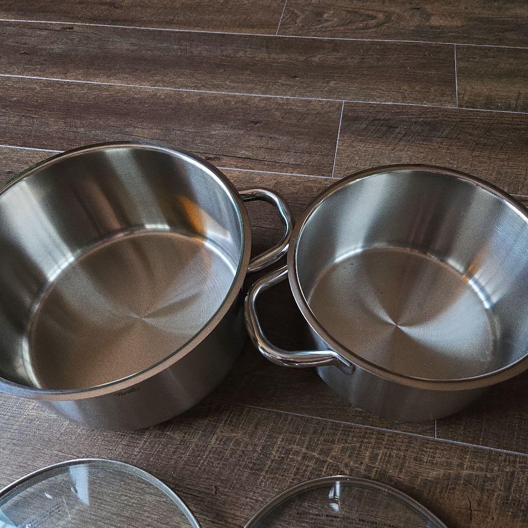 フィスラー　ステンレス製両手鍋セット（大・小）