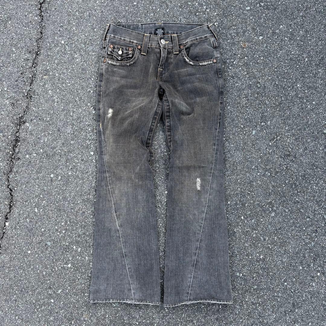00s USA製 TRUE RELIGION ブラック フレアデニムパンツ 28