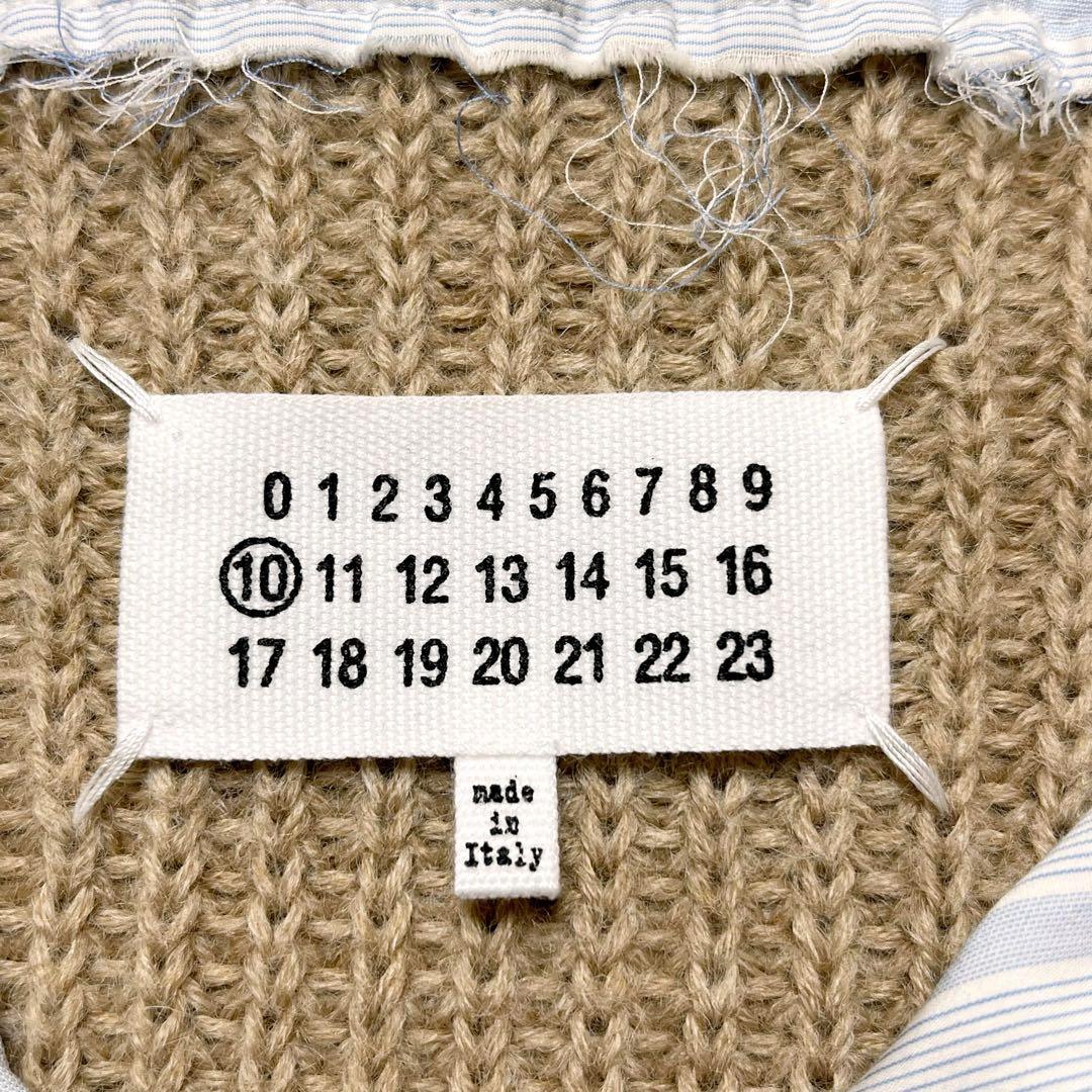 美品【メゾンマルジェラ】22AW ニット ドッキング レイヤード シャツ 38