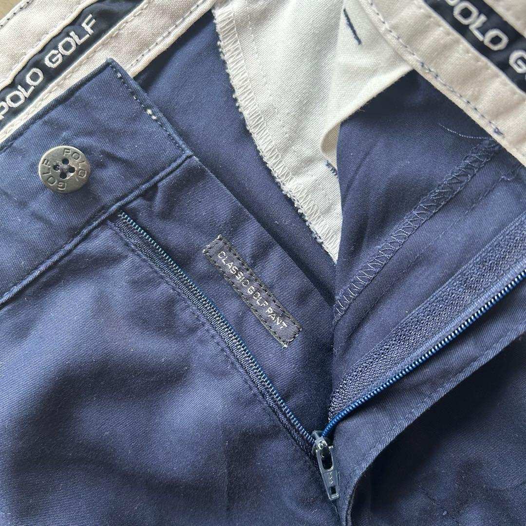 90s ポロゴルフ 2タックチノトラウザーズ ネイビー 実寸34×30 状態良