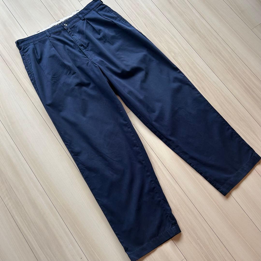 90s ポロゴルフ 2タックチノトラウザーズ ネイビー 実寸34×30 状態良