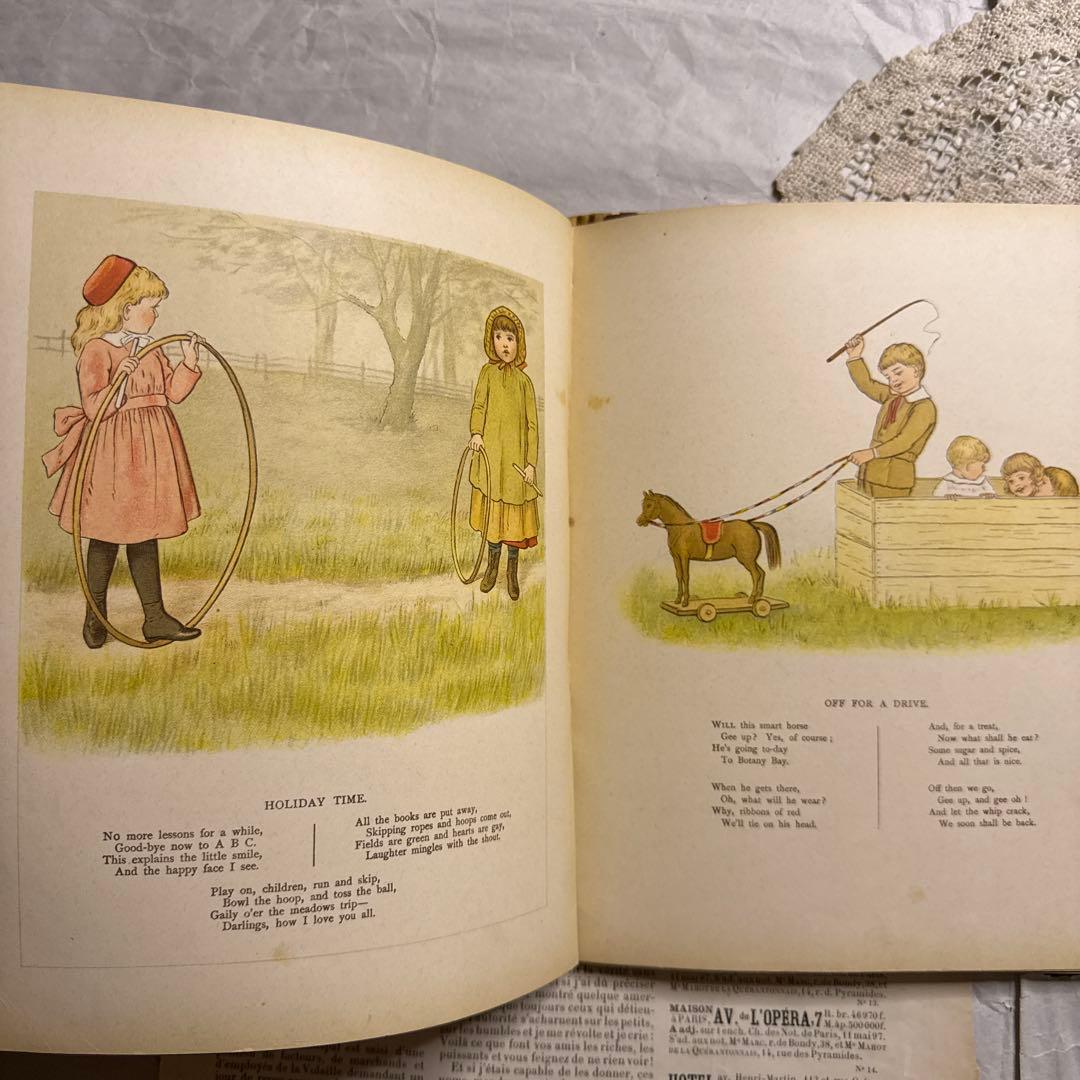 稀少1890年アンティーク愛らしい絵本ヴィクトリアン洋書ジャンクジャーナル古書