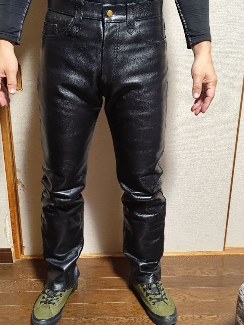 Back Drop レザーパンツ 31 ブラック