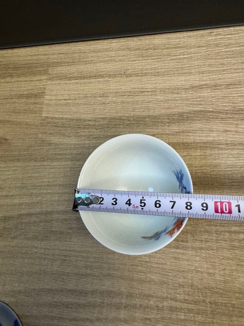 1522 深川製磁　染付紅葉　湯呑4客　時代物