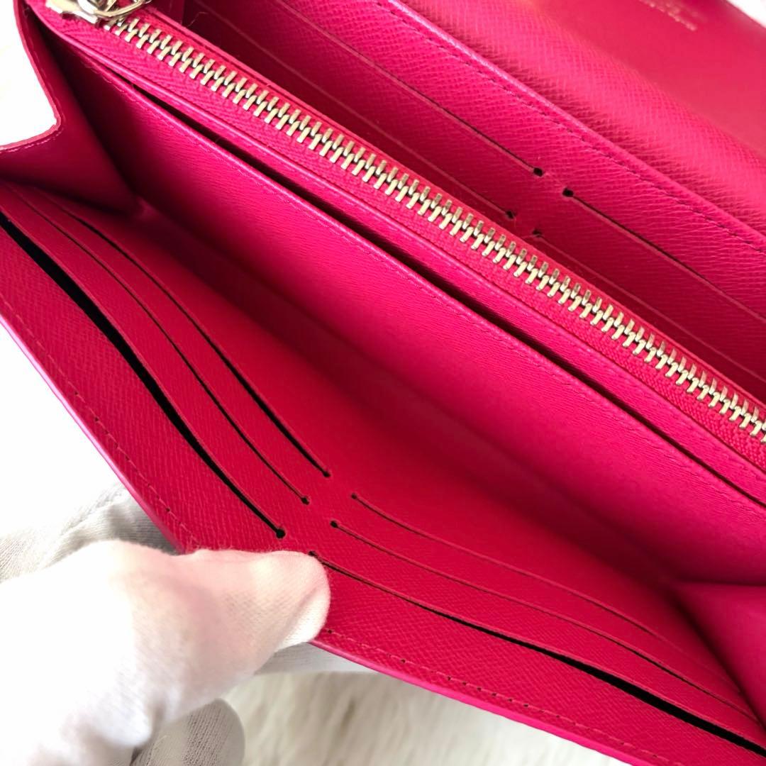 ルイヴィトン ポルトフォイユサラ　ノワール　ホットピンク　エピレザー　長財布