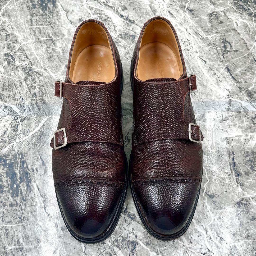 【美品】 レイマー ダブルモンクシューズ 27cm 革靴 シボ革 ダークブラウン