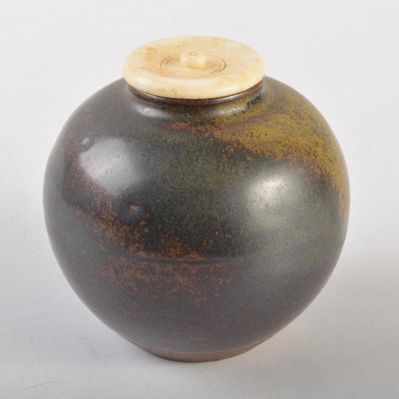 茶道具　丹波焼　市野信水作　茶入　共箱　V　6507