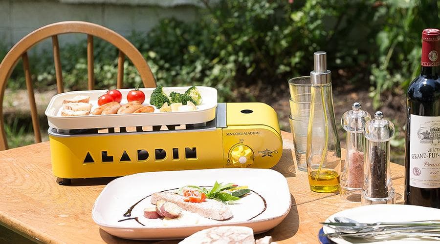 新品 アラジン SAG-RS21B ポータブル ガス ホットプレート 黄 ②