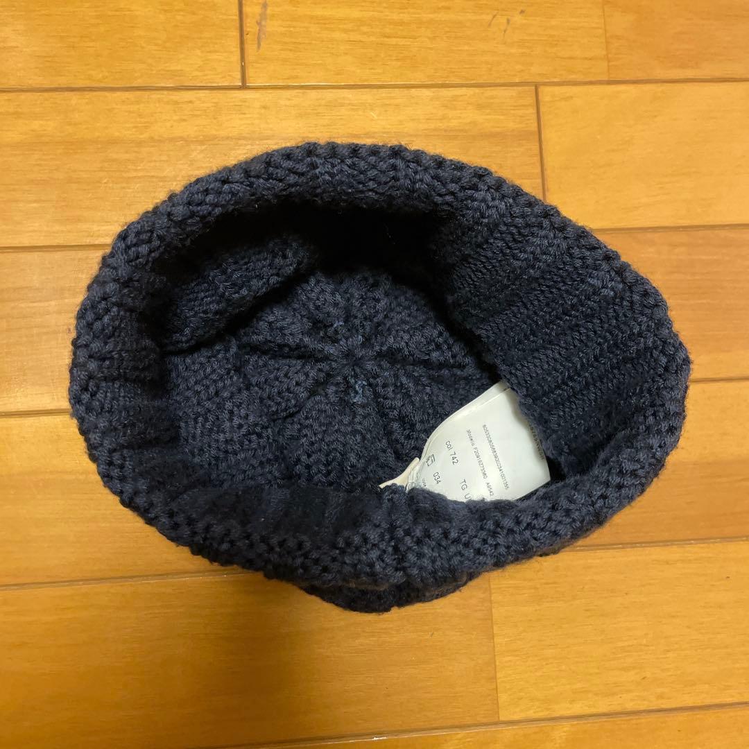 モンクレール 2020年製 ウール×牛革タグ ニット帽 ビーニー 美品