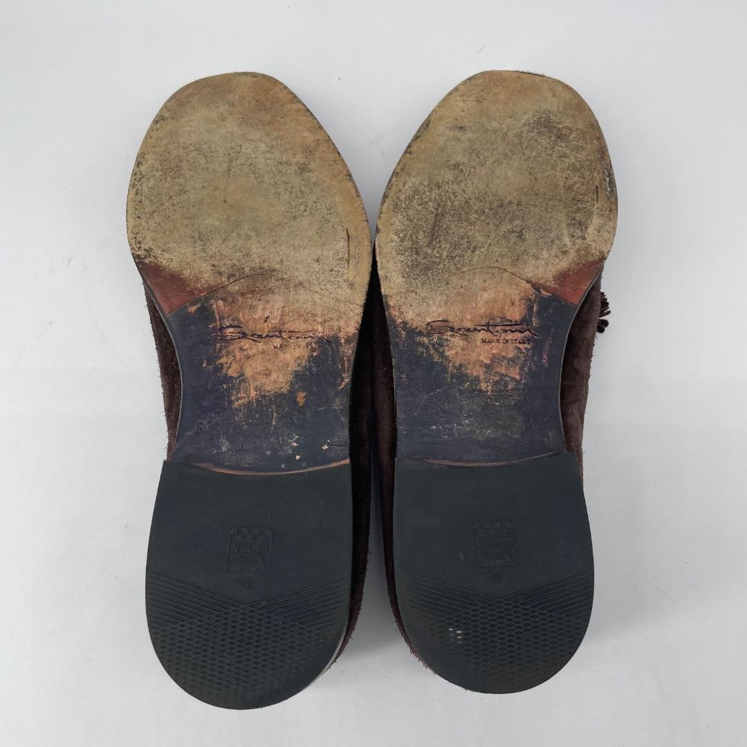 16072✨良品✨サントーニ スエード タッセルローファー 6 1/2 ブラウン