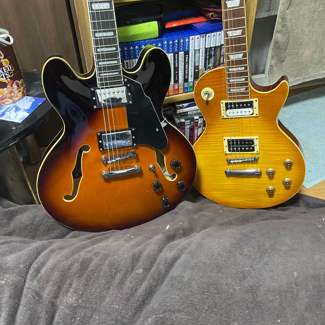 エレキギターセミアコギターTOKAIレスポール2点セット