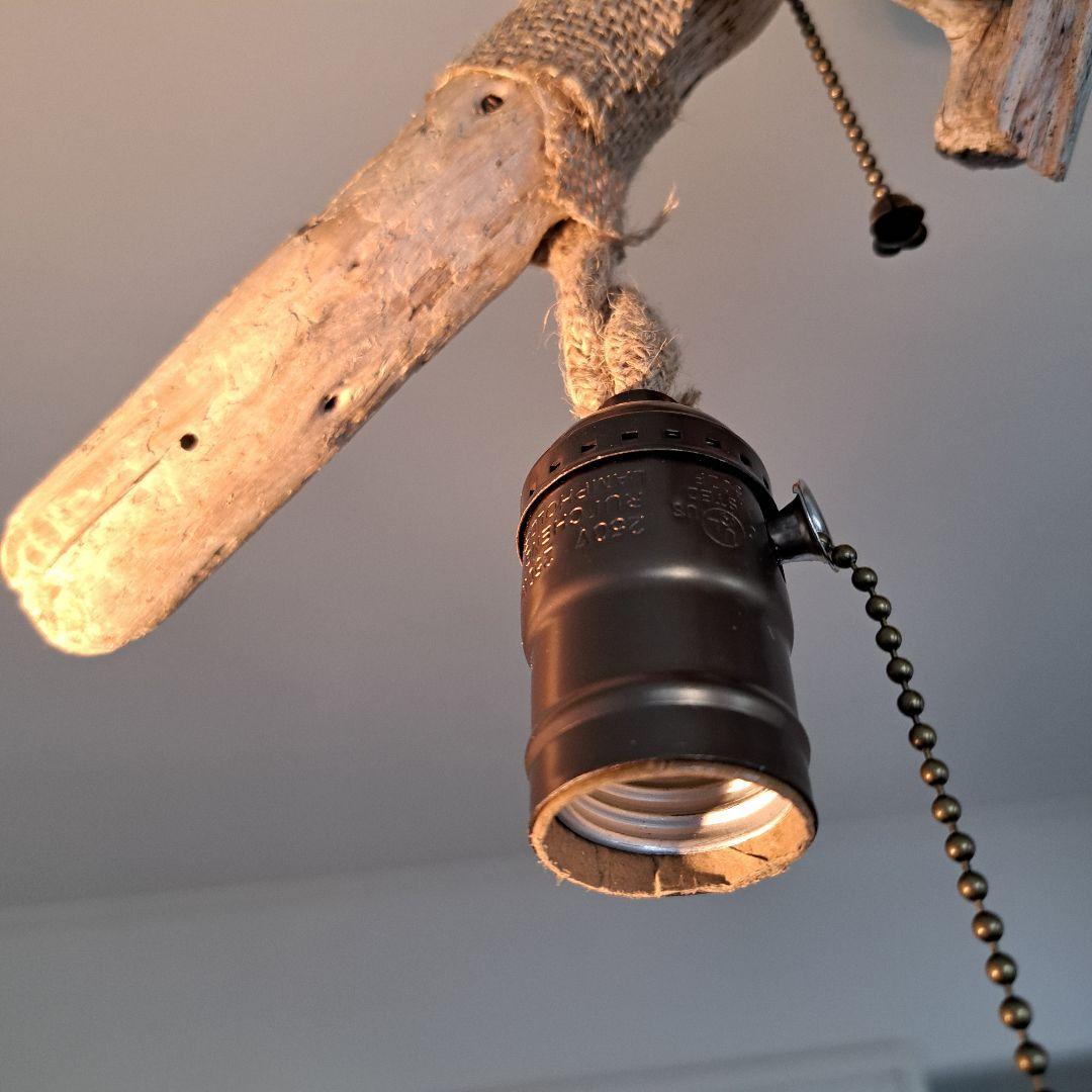 流木インテリア　6灯ペンダント　エジソン球付　ヴィンテージソケット　6〜10帖