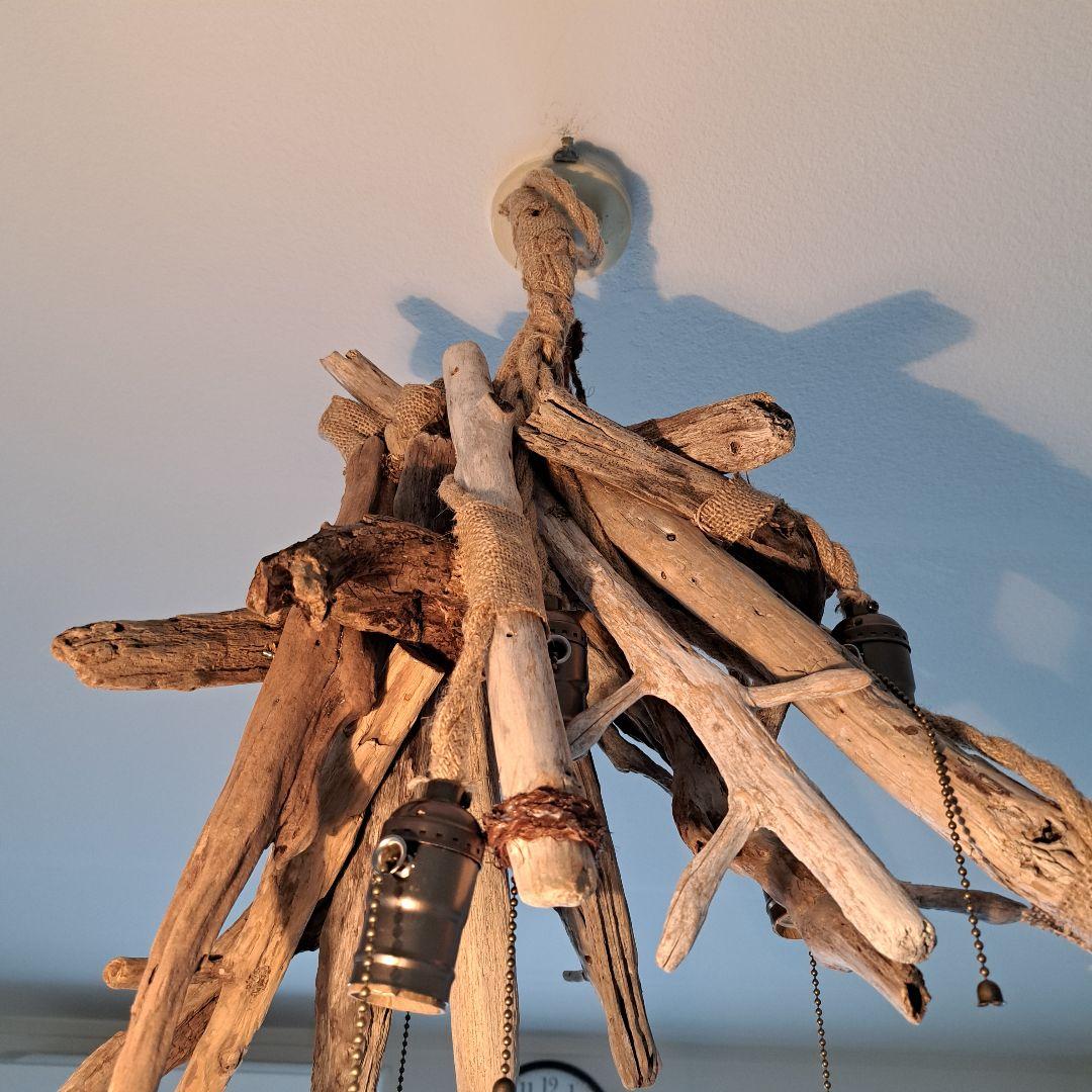 流木インテリア　6灯ペンダント　エジソン球付　ヴィンテージソケット　6〜10帖