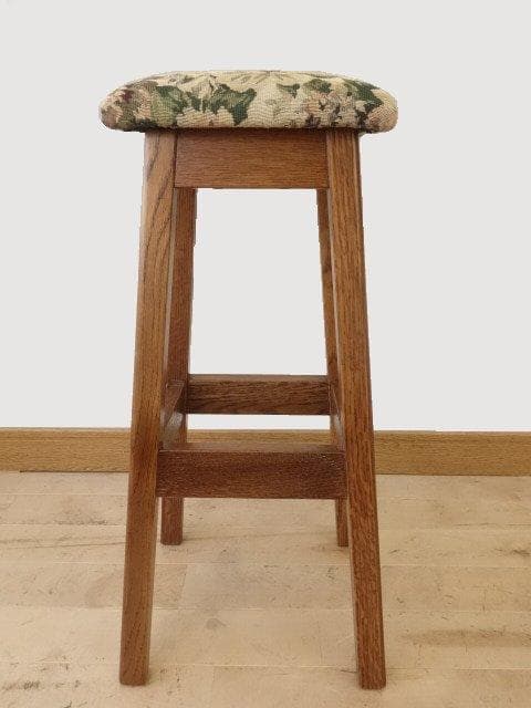 北海道手作り家具　ナラ材　ハイスツール（花柄）　勇峰工芸（新）