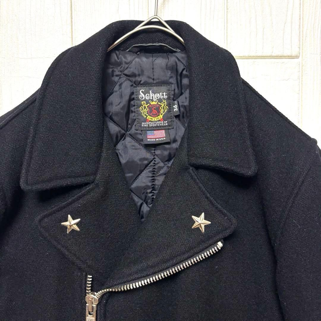 美品 Schott ウール ライダース ピーコート ワンスター USA製 34