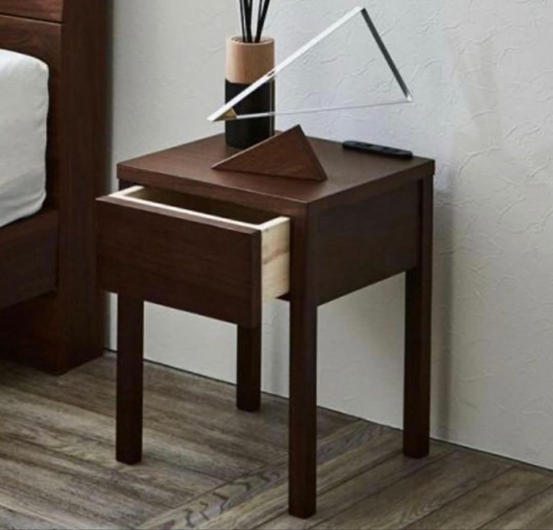 アマンド ナイトテーブル ベッドサイドテーブル 関家具 タモ材 ブラウン 高品質