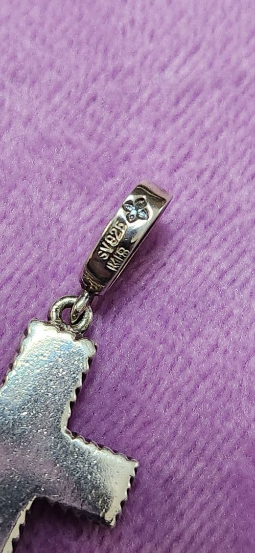 Love&Hate 925シルバーK18ジルコニアクロスペンダント