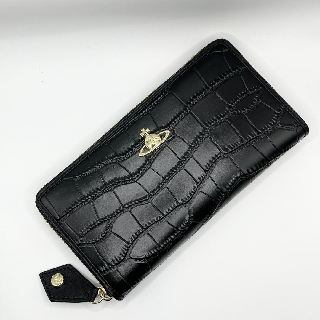 人気 未使用 Vivienne Westwood ワニ風 黒 シンプル ウロコ