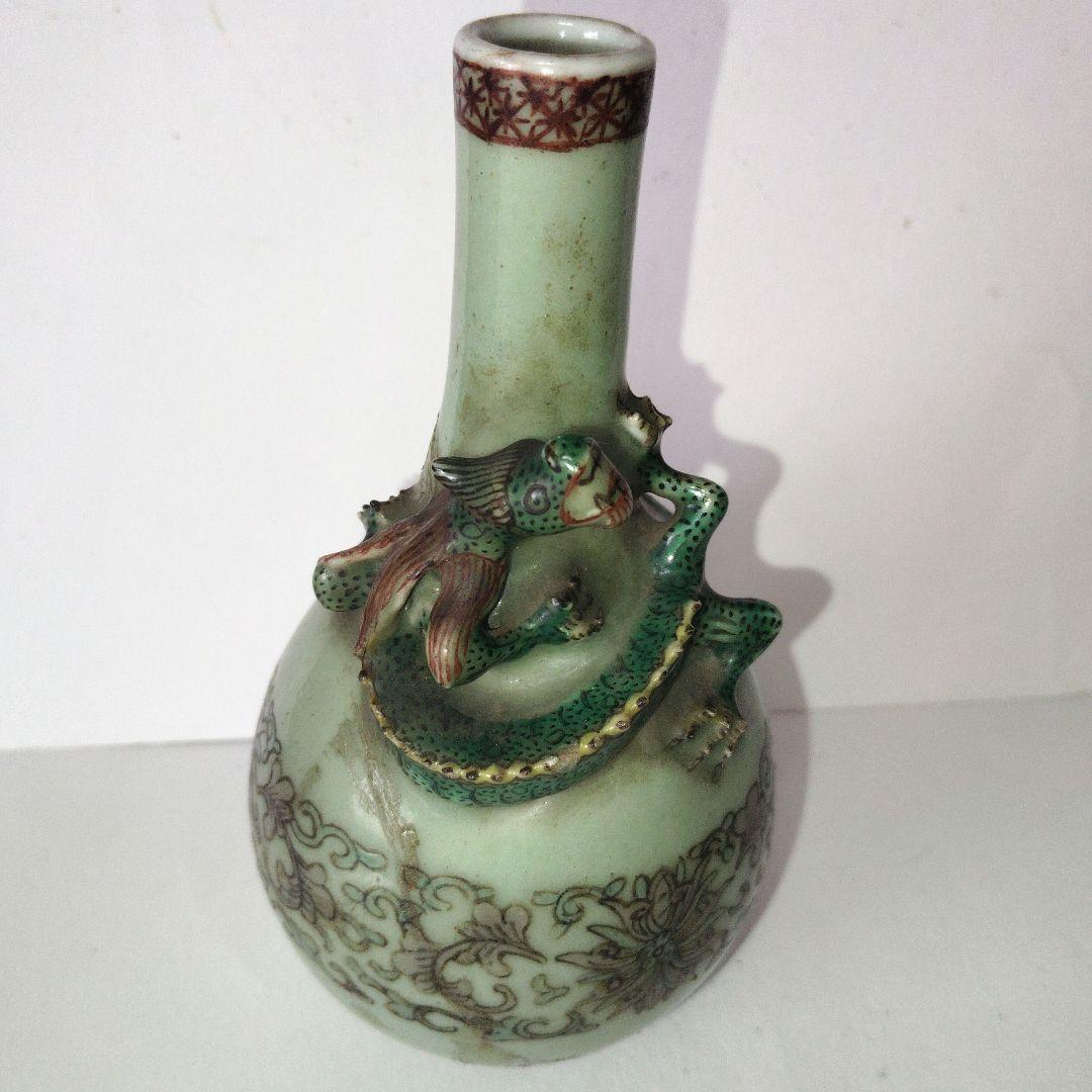 青磁の花瓶、一輪挿し　骨董