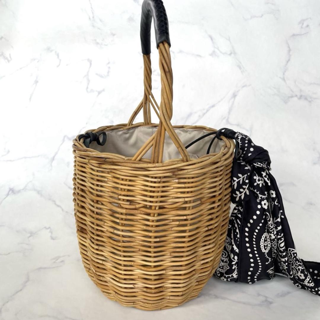 マニプリ manipuri カゴバッグ かご レザーハンドル スカーフセット