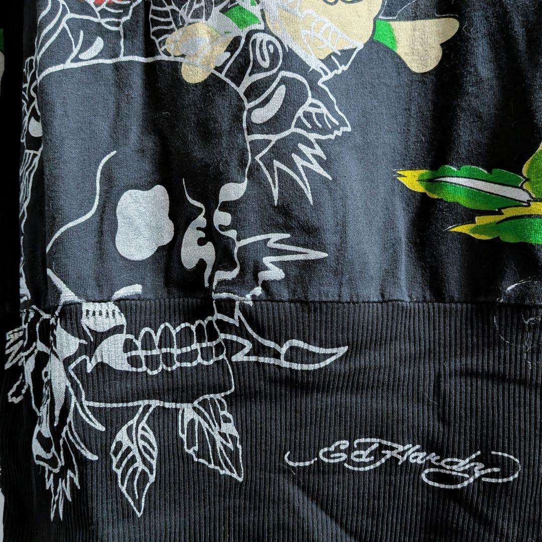 Ed Hardy エドハーディー 薔薇とスカル柄 ロングTシャツ 長袖 y2k